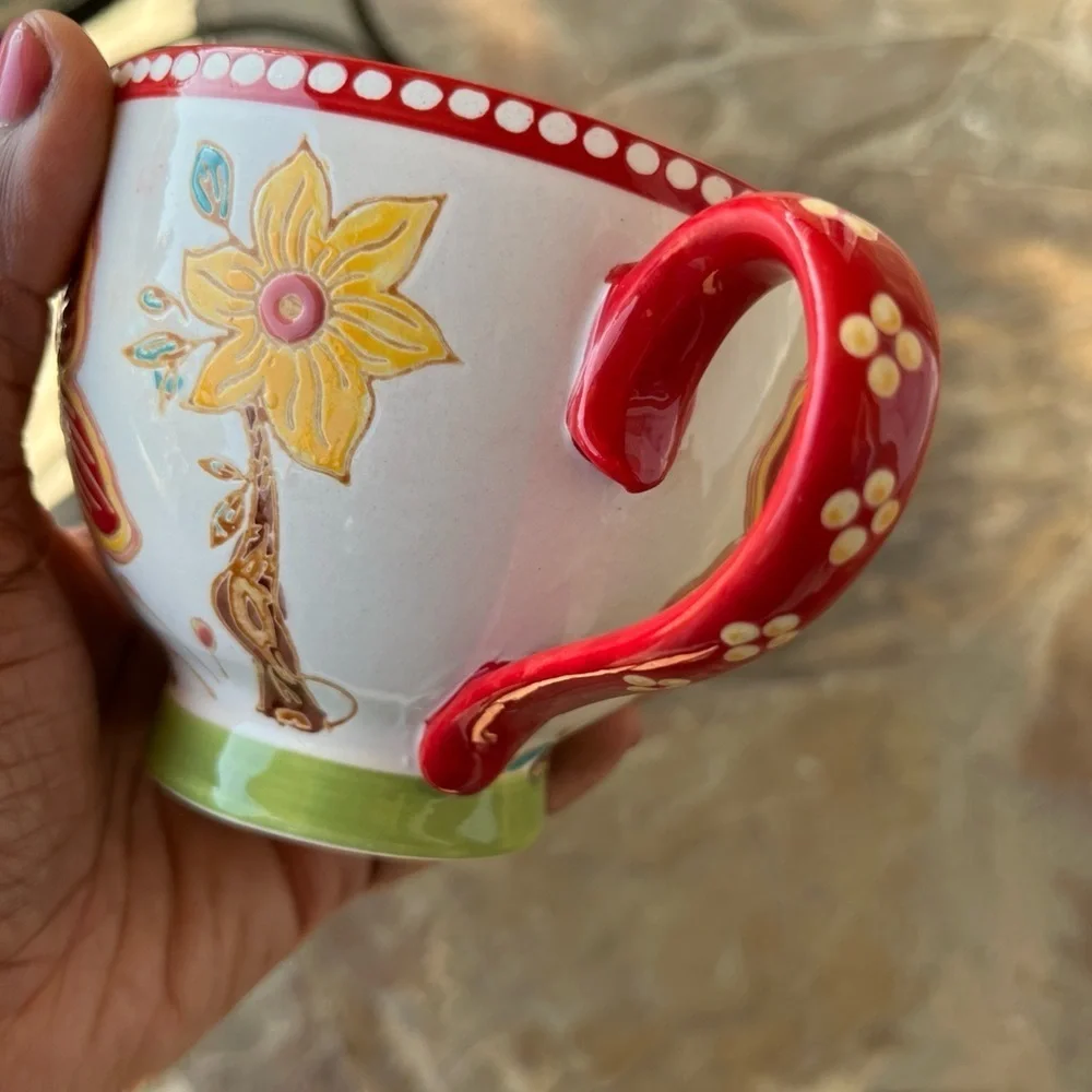 Coastline Imports Dutch Wax  Anthropolagie  Multi Colored Floral Mug 16oz‎